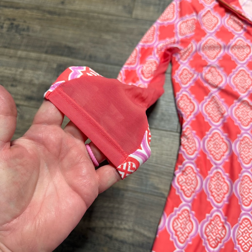 Cabana Life Coral and Pink Patterned Dress Long Sleeve - Picture 4 of 12